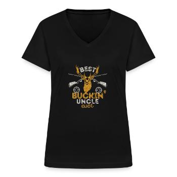 Best Buckin' Uncle Ever Hunting Bucking - Women's V-neck T-shirt - black - Front - Lela (165cm)