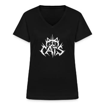 Cats Black Metal Band - Frauen-T-Shirt mit V-Ausschnitt - Schwarz - Vorne - Lela (165cm)