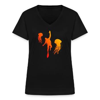 Scuba Taucher Diving Scuba Tauchen Tauchen - Frauen-T-Shirt mit V-Ausschnitt - Schwarz - Vorne - Lela (165cm)