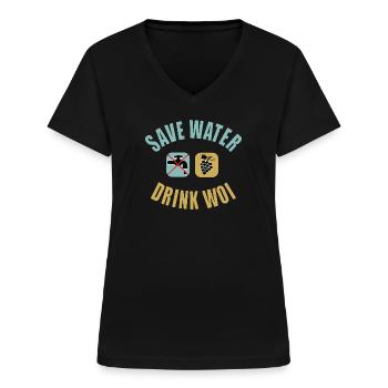 Woi Muss Soi Drink Pfälzer Wein Schorle Save Water - Frauen-T-Shirt mit V-Ausschnitt - Schwarz - Vorne - Lela (165cm)