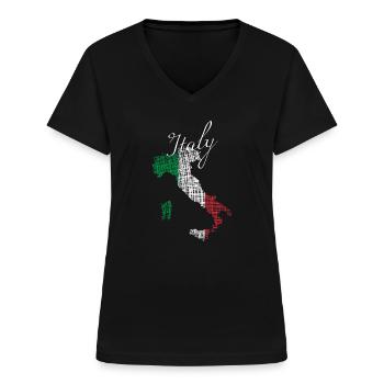 Italienische Silhouette mit Script - Frauen-T-Shirt mit V-Ausschnitt - Schwarz - Vorne - Lela (165cm)