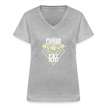 Cadeau Powerlifting Powerlifter - T-shirt col V Femme - gris chiné - Devant - Lela (165cm)
