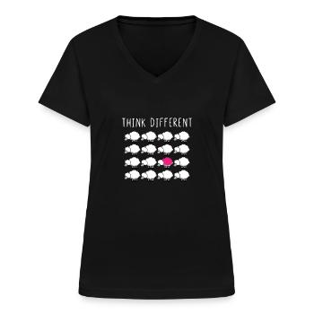 Think Different - Women's V-neck T-shirt - black - Front - Lela (165cm)
