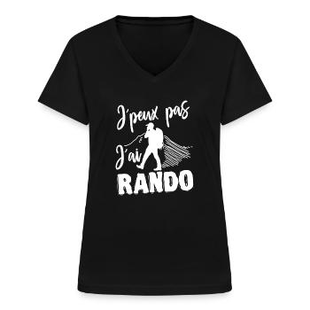 je peux pas j'ai rando sport cadeau - T-shirt col V Femme - noir - Devant - Lela (165cm)