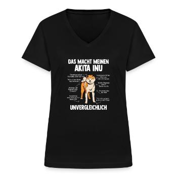 Akita Inu - Frauen-T-Shirt mit V-Ausschnitt - Schwarz - Vorne - Lela (165cm)