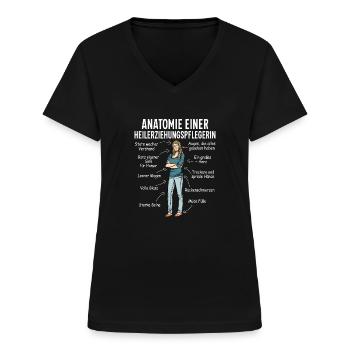 Heilerziehungspfleger Altenpflege Sozialbereich - Frauen-T-Shirt mit V-Ausschnitt - Schwarz - Vorne - Lela (165cm)