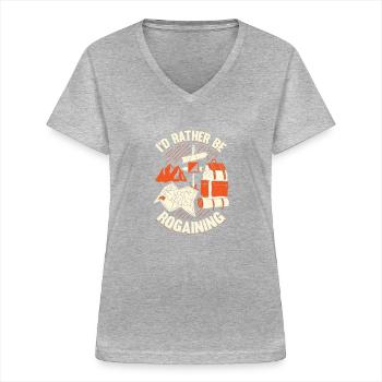 Orientierungslauf Sport Rogaining Rogaine Geschenk - Frauen-T-Shirt mit V-Ausschnitt - Grau meliert - Vorne - Lela (165cm)