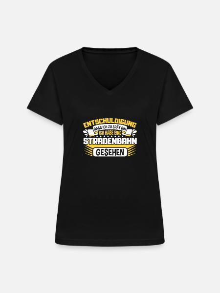 Straßenbahn Straßenbahnfahrer S-Bahn - Frauen-T-Shirt mit V-Ausschnitt - Schwarz