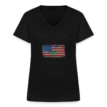 xxx Dinosaur Kids Dino Gift - Women's V-neck T-shirt - black - Front - Lela (165cm)