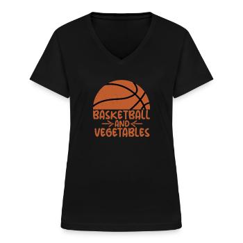 Vegetable Lover Vegetarian Gifts - Women's V-neck T-shirt - black - Front - Lela (165cm)