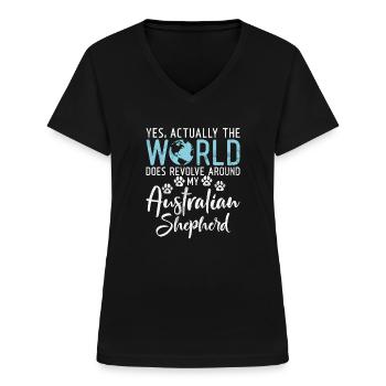 Australian Shepherd Geschenke - Frauen-T-Shirt mit V-Ausschnitt - Schwarz - Vorne - Lela (165cm)