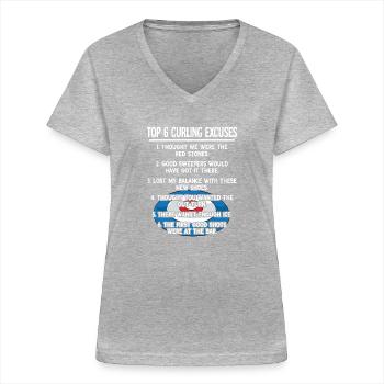 Locken - Frauen-T-Shirt mit V-Ausschnitt - Grau meliert - Vorne - Lela (165cm)