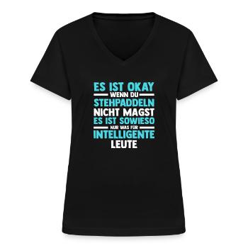 Stand Up Paddeling - Frauen-T-Shirt mit V-Ausschnitt - Schwarz - Vorne - Lela (165cm)
