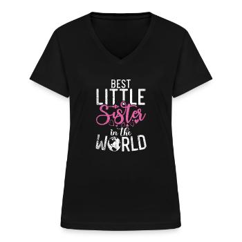 Little Sister Gifts - Frauen-T-Shirt mit V-Ausschnitt - Schwarz - Vorne - Lela (165cm)