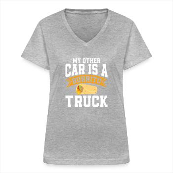 Burrito Gift - Women's V-neck T-shirt - sports grey - Front - Lela (165cm)