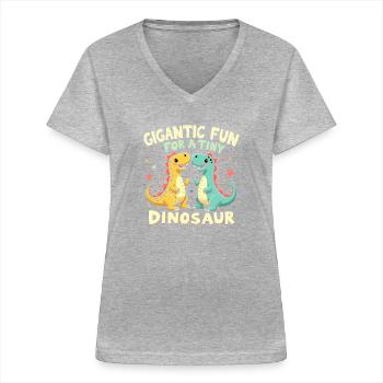 Dinosaur Party Decorations - Women's V-neck T-shirt - sports grey - Front - Lela (165cm)