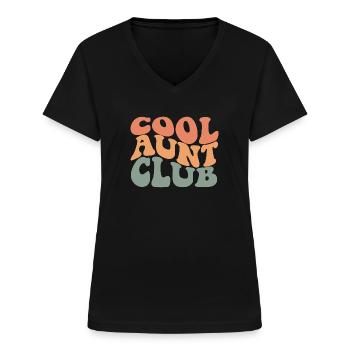 Cool Aunt Club - Frauen-T-Shirt mit V-Ausschnitt - Schwarz - Vorne - Lela (165cm)