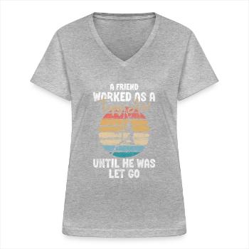 Sarcasme de l’acteur de la tente du Manège - T-shirt col V Femme - gris chiné - Devant - Lela (165cm)