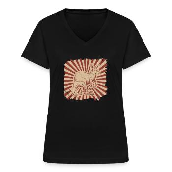 Kangaroo - Women's V-neck T-shirt - black - Front - Lela (165cm)