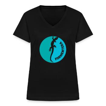 Formentera Eidechse - Frauen-T-Shirt mit V-Ausschnitt - Schwarz - Vorne - Lela (165cm)