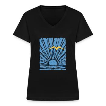Sun - Women's V-neck T-shirt - black - Front - Lela (165cm)