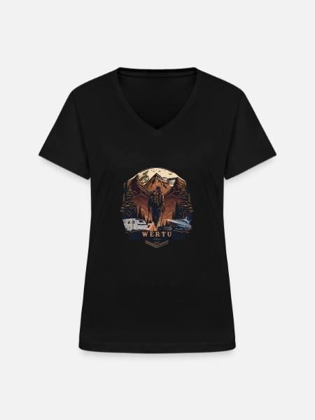 Wertu Ailesi 2024 - Frauen-T-Shirt mit V-Ausschnitt - Schwarz