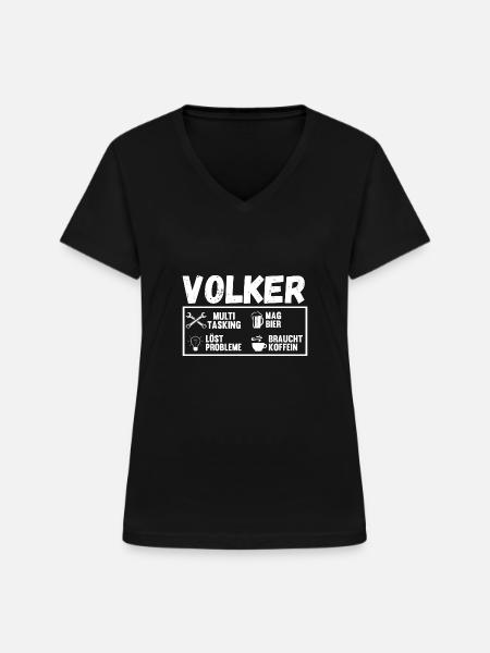 Volker - Frauen-T-Shirt mit V-Ausschnitt - Schwarz