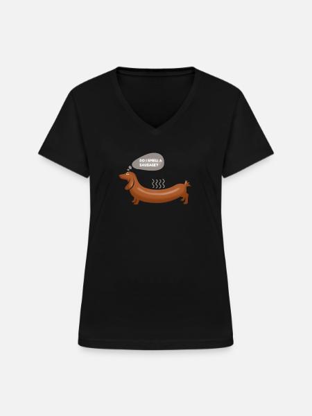 Sausage Dog - Frauen-T-Shirt mit V-Ausschnitt - Schwarz