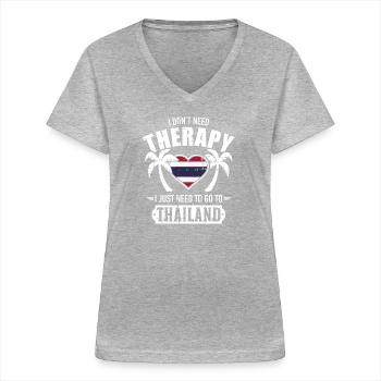Thailand - Frauen-T-Shirt mit V-Ausschnitt - Grau meliert - Vorne - Lela (165cm)