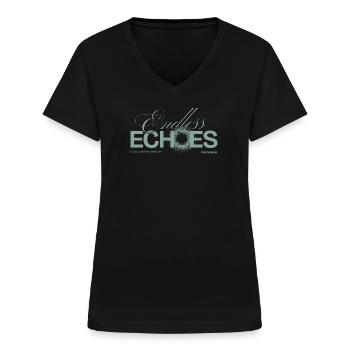 Synthesizer Modular Addicted Endless Echoes - Frauen-T-Shirt mit V-Ausschnitt - Schwarz - Vorne - Lela (165cm)