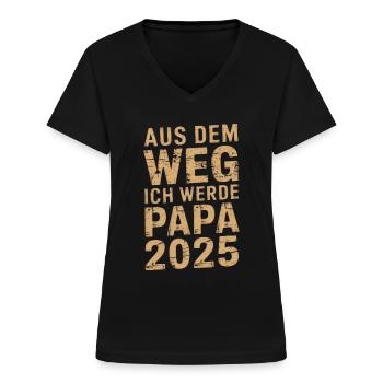Aus Dem Weg Ich Werde Papa 2025 - Frauen-T-Shirt mit V-Ausschnitt - Schwarz - Vorne - Lela (165cm)