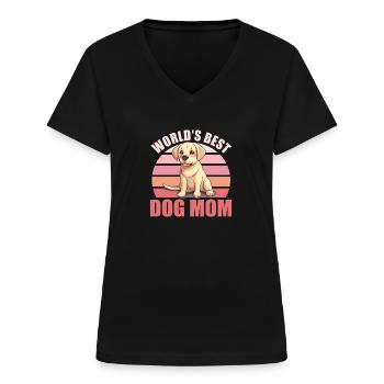 Les meilleurs chiens du monde Mama Mignon Labrador - T-shirt col V Femme - noir - Devant - Lela (165cm)