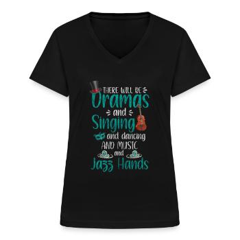 Bühne Bühnenbild Kino - Frauen-T-Shirt mit V-Ausschnitt - Schwarz - Vorne - Lela (165cm)