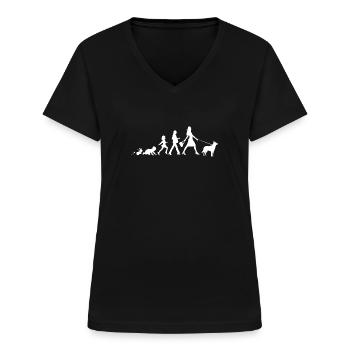 Belgian Malinois Geschenke Grow Evolution Frau - Frauen-T-Shirt mit V-Ausschnitt - Schwarz - Vorne - Lela (165cm)