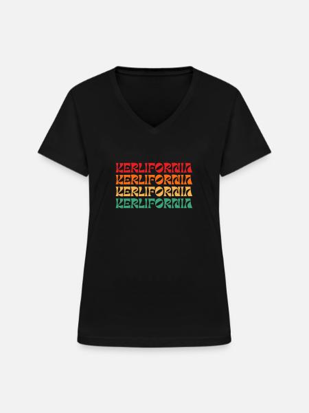 Kerlifornia - Frauen-T-Shirt mit V-Ausschnitt - Schwarz