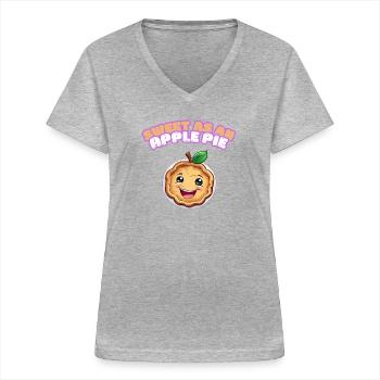 Rich Apple Pie Recipe - Women's V-neck T-shirt - sports grey - Front - Lela (165cm)