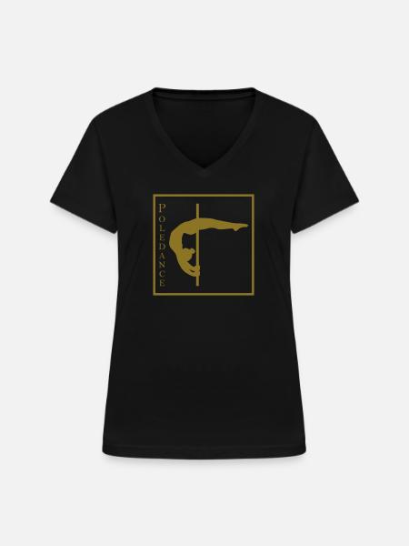Mondsichel - Quadrat - Poledance - Frauen-T-Shirt mit V-Ausschnitt - Schwarz
