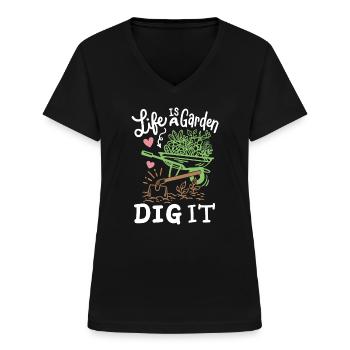 Gartenarbeit Garten Gärtner - Frauen-T-Shirt mit V-Ausschnitt - Schwarz - Vorne - Lela (165cm)