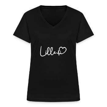 Lille heartbeat ville France - T-shirt col V Femme - noir - Devant - Lela (165cm)