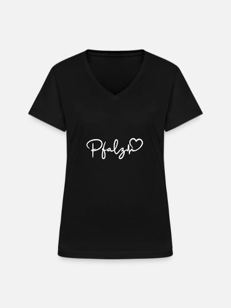 Pfalz Herzschlag - Frauen-T-Shirt mit V-Ausschnitt - Schwarz