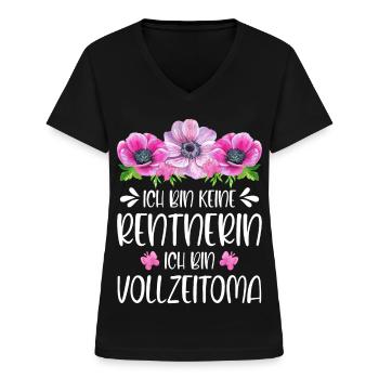 Oma - Ich bin keine Rentnerin Ich bin Vollzeitoma - Frauen-T-Shirt mit V-Ausschnitt - Schwarz - Vorne - Lela (165cm)