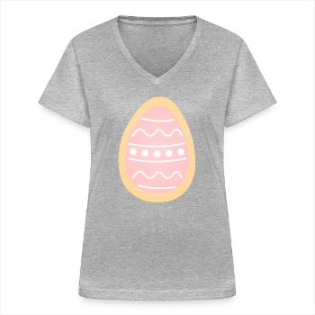Pastell-Ostereier-Keks - Frauen-T-Shirt mit V-Ausschnitt - Grau meliert - Vorne - Lela (165cm)