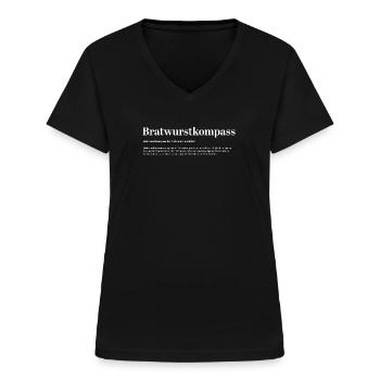 Bratwurstkompass Definition Spaß Fun lustig - Frauen-T-Shirt mit V-Ausschnitt - Schwarz - Vorne - Lela (165cm)