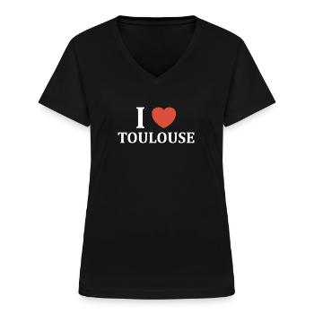 I love Toulouse - T-shirt col V Femme - noir - Devant - Lela (165cm)