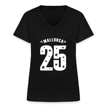 Mallorca 25 -Trikot 2025 - Frauen-T-Shirt mit V-Ausschnitt - Schwarz - Vorne - Lela (165cm)