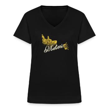 Malinois Design Shirt - Frauen-T-Shirt mit V-Ausschnitt - Schwarz - Vorne - Lela (165cm)