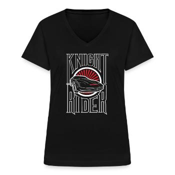 Knight Rider KITT Knight Industrie 2000 - Frauen-T-Shirt mit V-Ausschnitt - Schwarz - Vorne - Lela (165cm)