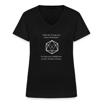 Heilzauber lässt Pflanze wachsen - Frauen-T-Shirt mit V-Ausschnitt - Schwarz - Vorne - Lela (165cm)