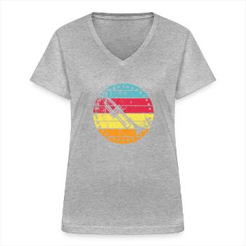 Trumpet - Women's V-neck T-shirt - sports grey - Front - Lela (165cm)