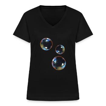 3 soap bubbles - Women's V-neck T-shirt - black - Front - Lela (165cm)